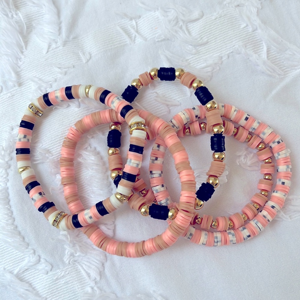 Set of 7” clay bead bracelets